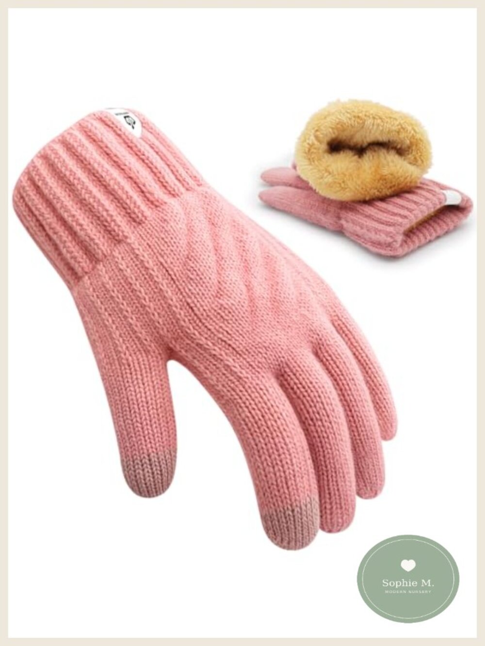 Kids Winter Gloves Fleece Lined Knitted Warm Touchscreen Mittens